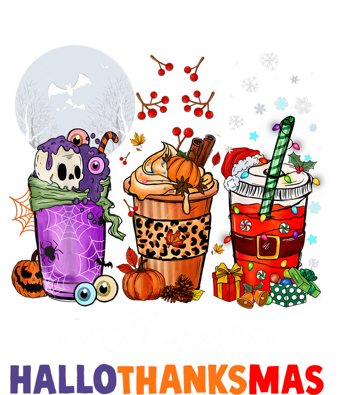 Happy Hallothanksmas Coffee Latte Halloween Thanksgiving T-Shirt