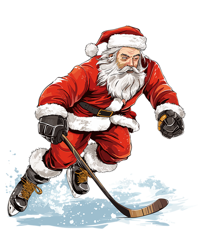 Xmas Holiday Funny Santa Playing Ice Hockey Christmas Gift Women's T-Shirt