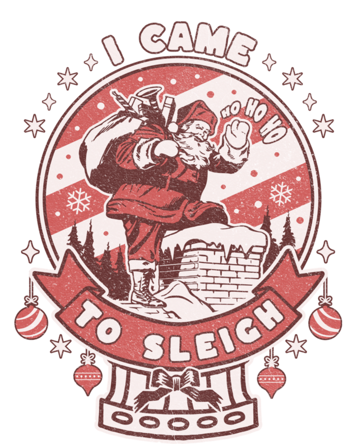 I Came To Sleigh Funny Christmas Ugly Sweater Retro Santa Short Acrylic Beanie