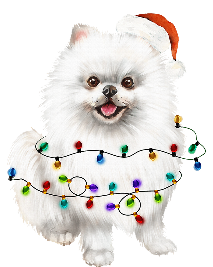 Pomeranian Santa Christmas Tree Lights Xmas Dog Lover T-Shirt