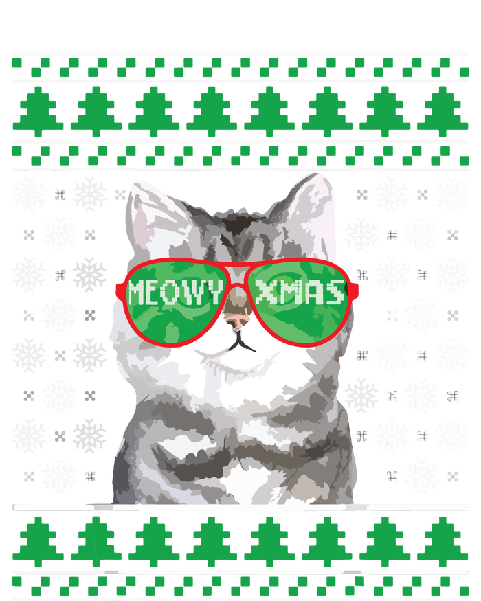 Cat With Sunglasses Meowy Ugly Christmas Sweater T-Shirt