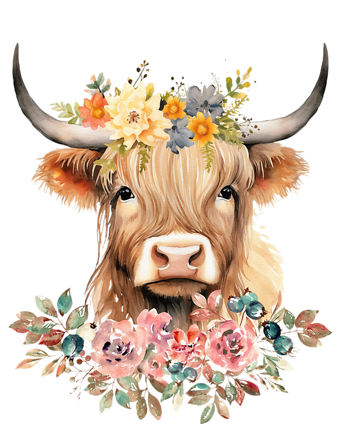 Adorable Highland Cow Calf with Festive Flowers Baby Bodysuit