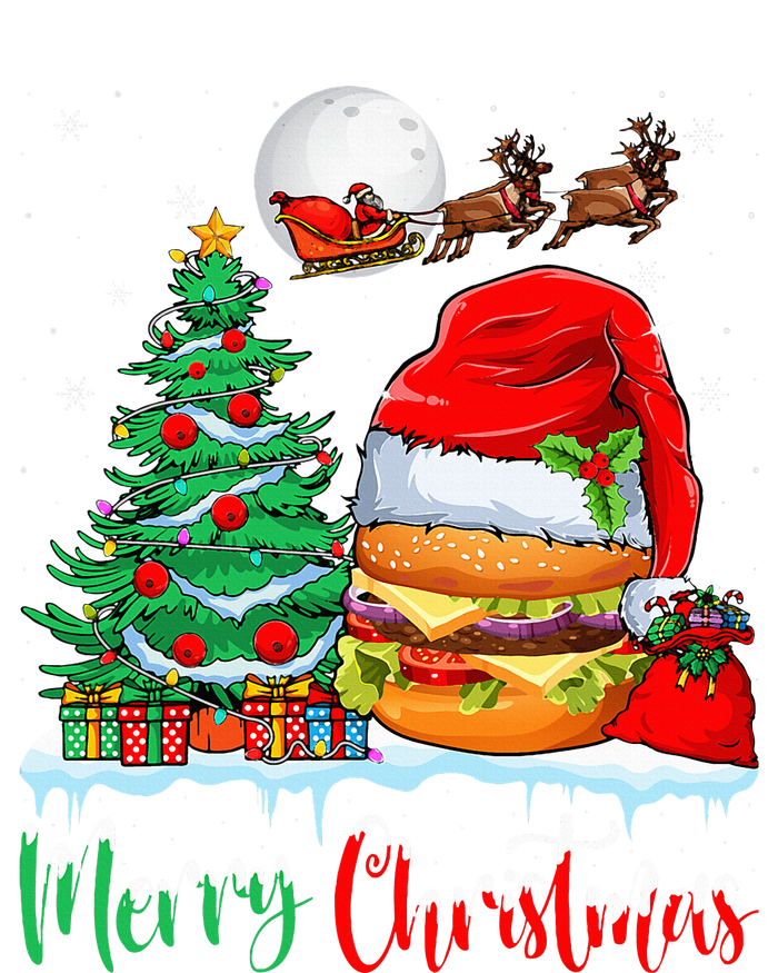 Festive Santa Hat Hamburger Christmas Holiday Gift Tall Long Sleeve T-Shirt