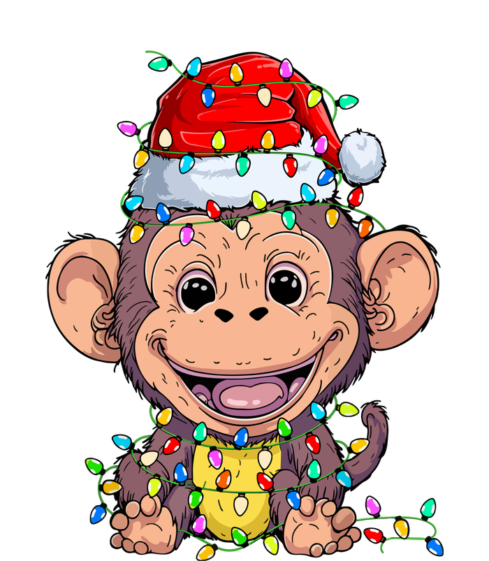 Funny Monkey Wearing Santa Hat Christmas Gift T-Shirt