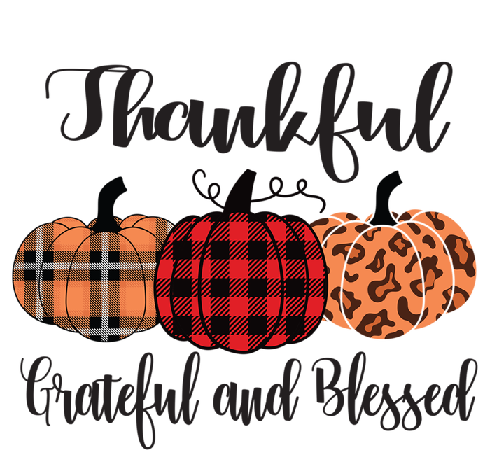 Thankful Grateful Blessed Plaid Leopard Pumpkin Thanksgiving Gift Premium T-Shirt