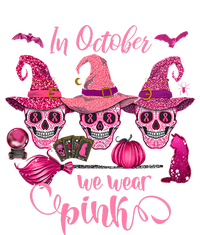 In October We Wear Pink Skull Witch Breast Cancer Awareness Poster