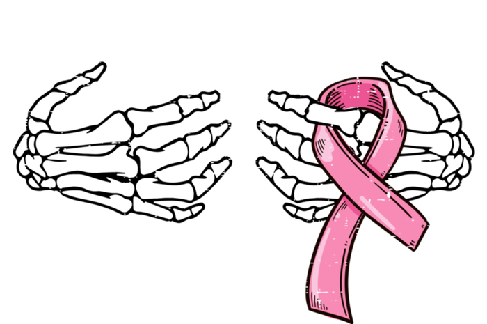 Skeleton Hands Breast Cancer Awareness Pink Ribbon Gift T-Shirt