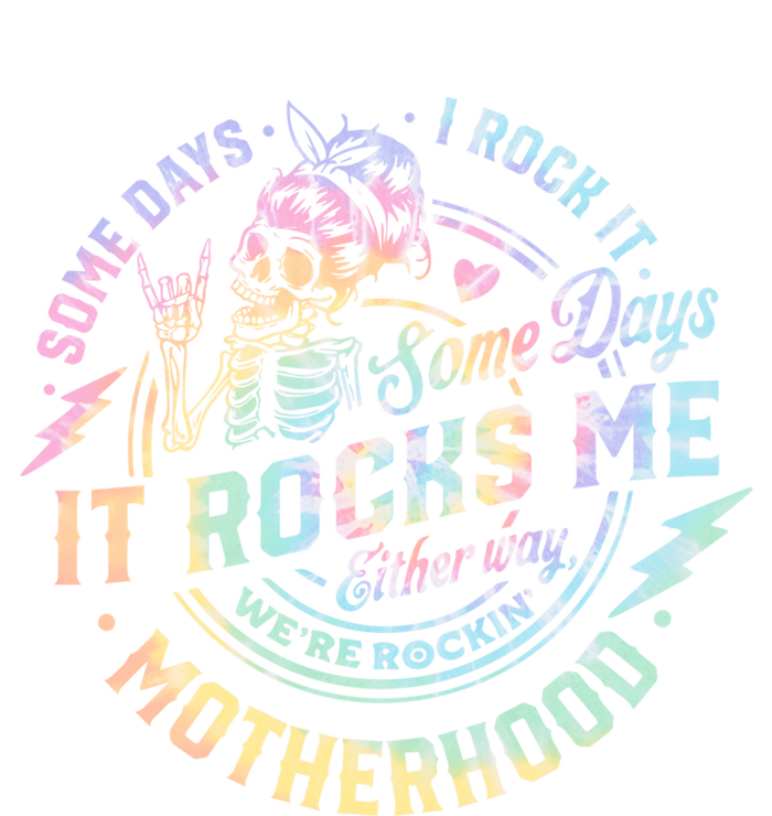 Some Days I Rock It Some Days It Rocks Me Tie Dye Skull Mom Performance Fleece Hoodie