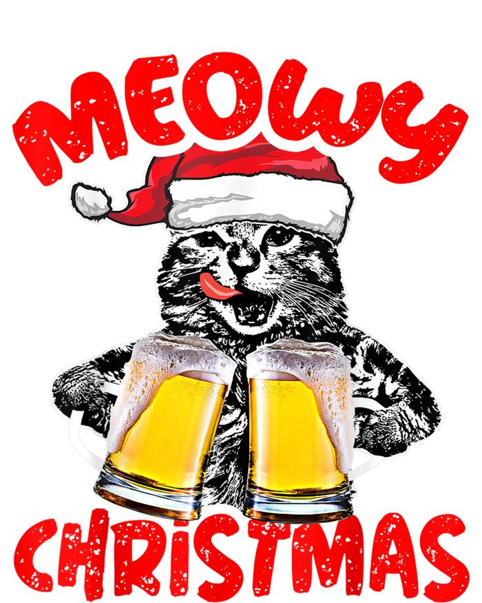 Funny Cat Santa Drinking Beer Xmas For Christmas Holiday T-Shirt