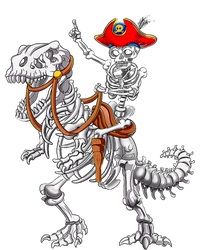 Skeleton Pirate Riding Skeleton Dinosaur Halloween Spooky Coaster