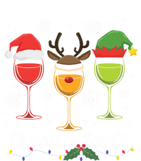 Christmas Spirits Santa Reindeer Elf And Glasses Of Red Wine Cool Gift T-Shirt