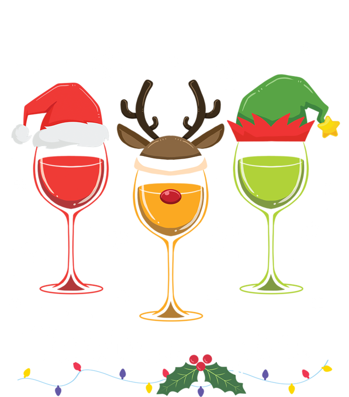 Christmas Spirits Santa Reindeer Elf And Glasses Of Red Wine Cool Gift T-Shirt