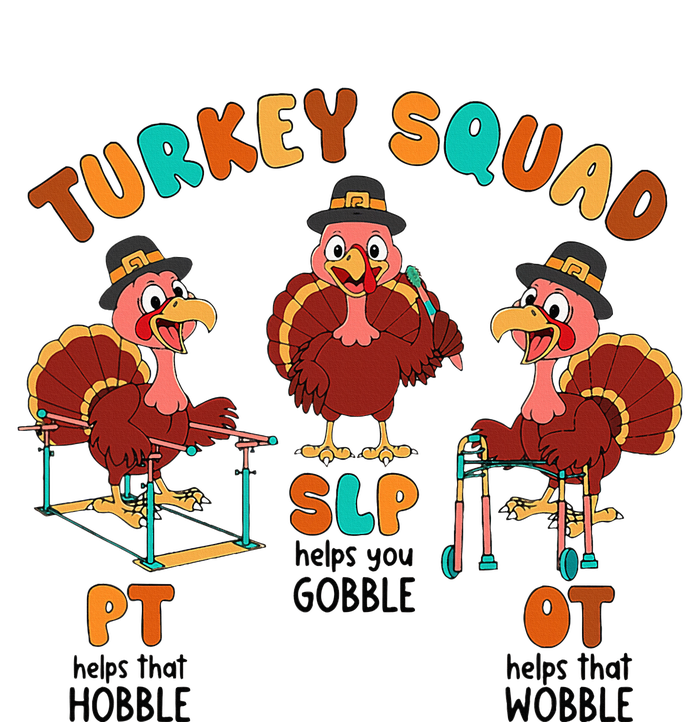 Retro Turkey Squad Thanksgiving SLP OT PT Therapy Team Yupoong Adult 5-Panel Trucker Hat