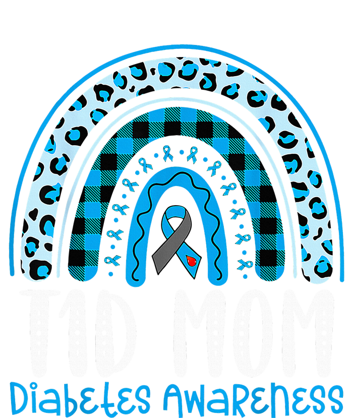 Type 1 Diabetes Awareness T1D Mom Blue Ribbon Rainbow Flexfit Unipanel Trucker Cap