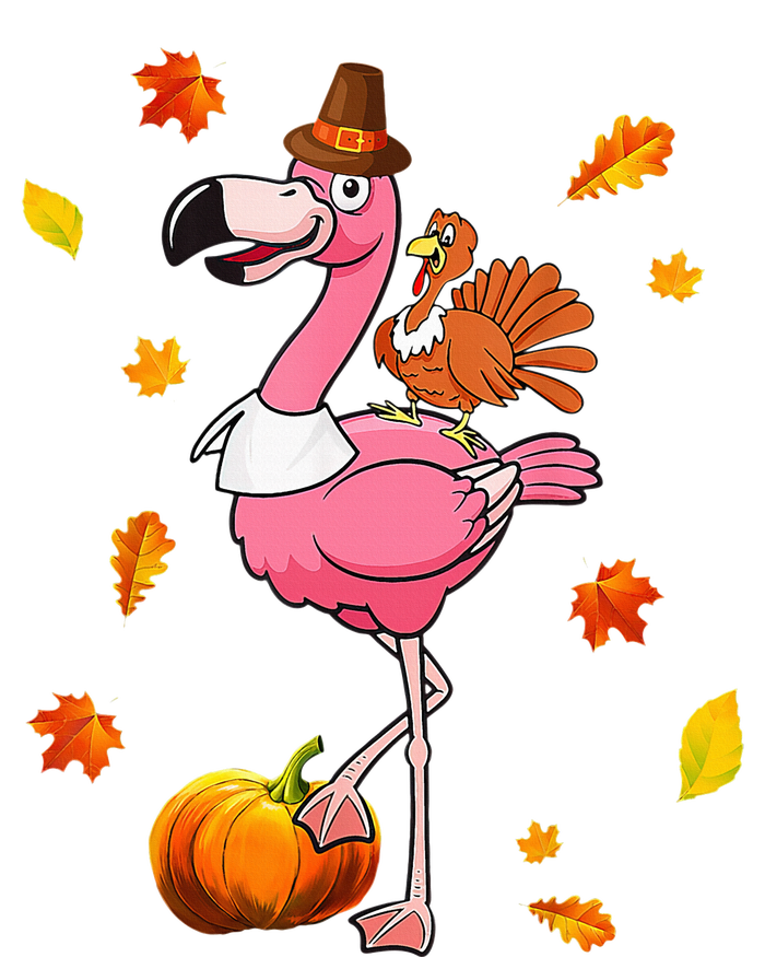 Turkey Riding Flamingo Thanksgiving Day Funny Fall Autumn Women's Racerback Tank