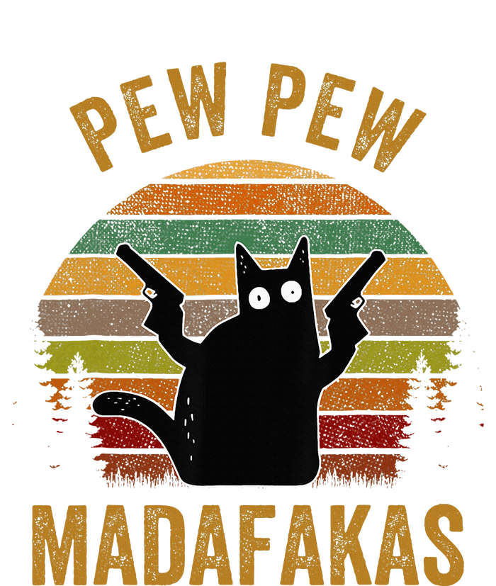 Pew Madafakas Pew Guns Funny Black Cat Retro Vintage T-Shirt