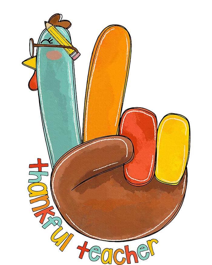 Thankful Teacher Funny Thanksgiving Peace Hand Sign Turkey Metallic Star Ornament