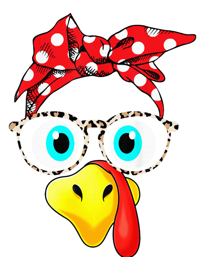 Turkey Face Leopard Print Glasses Thanksgiving T-Shirt