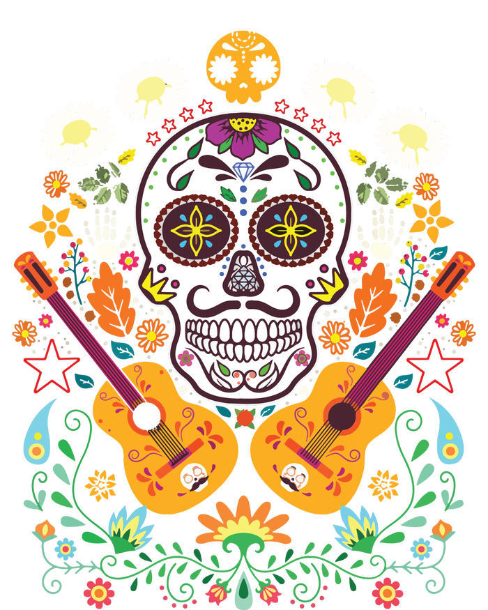 Flower Guitar Skull Day Of The Dead Gifts Mariachi T-Shirt