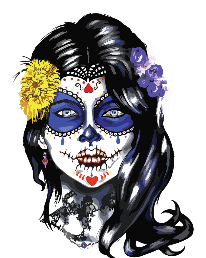 Mexican Sugar Skull Girl Halloween Dia De Los Muertos Poster