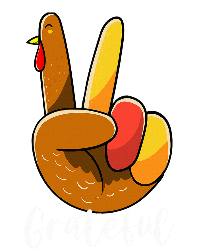 Peace Sign Hand Turkey Thanksgiving Grateful T-Shirt