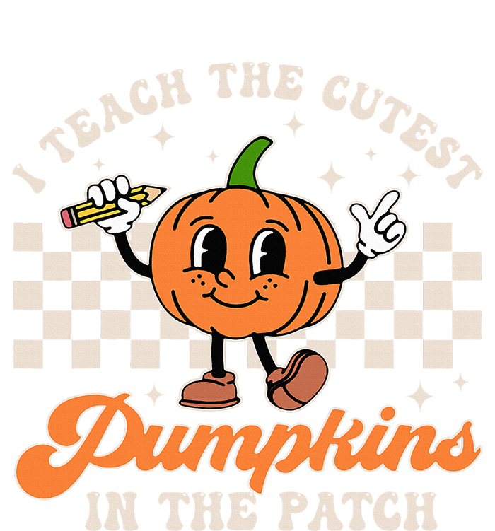 I Teach The Cutest Pumpkins In The Patch Teacher Halloween Stripe Pom Pom Beanie