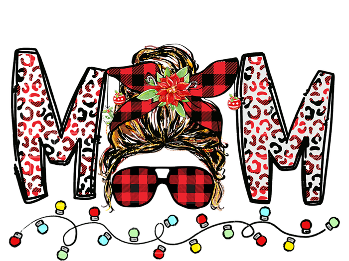 Messy Bun Mom Santa Christmas Family Mama Xmas Mother Great Gift Women's V-Neck T-Shirt