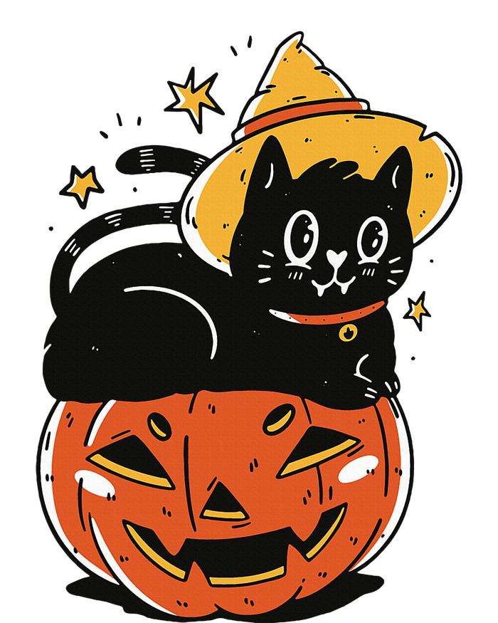 Spooky Halloween Cat Costume with Witch Hat and Pumpkin Ladies Essential Flowy Tank