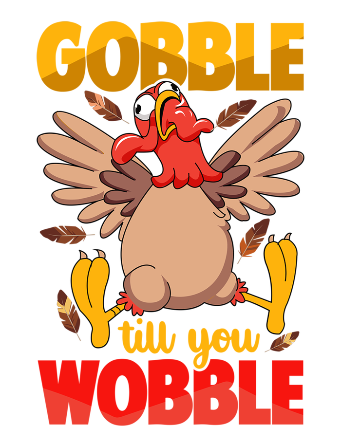 Thanksgiving Turkey Funny Quote Gobble Till You Wobble Gift Striped Beanie with Solid Band