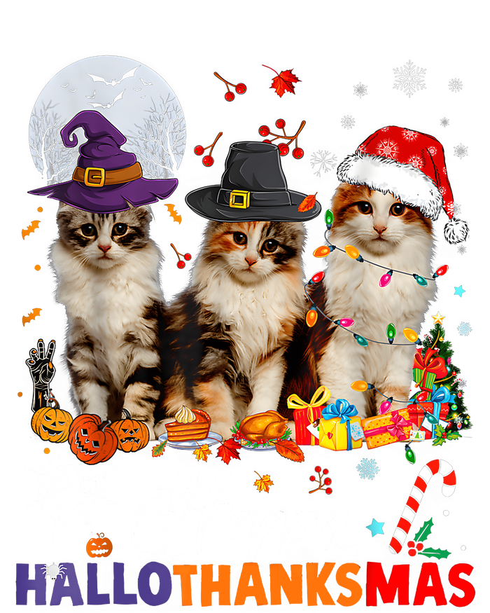 Cat Halloween Christmas Happy Hallothanksmas Thanksgiving T-Shirt