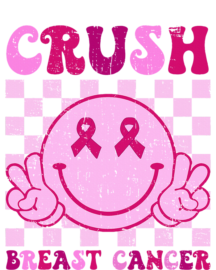 Crush Breast Cancer Awareness Groovy Retro Smile Face T-Shirt