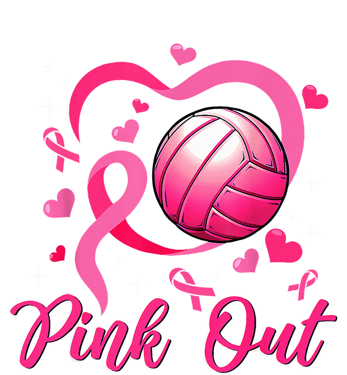 Cute Pink Out Volleyball Breast Cancer Awareness Pink Ribbon Women's V-Neck T-Shirt