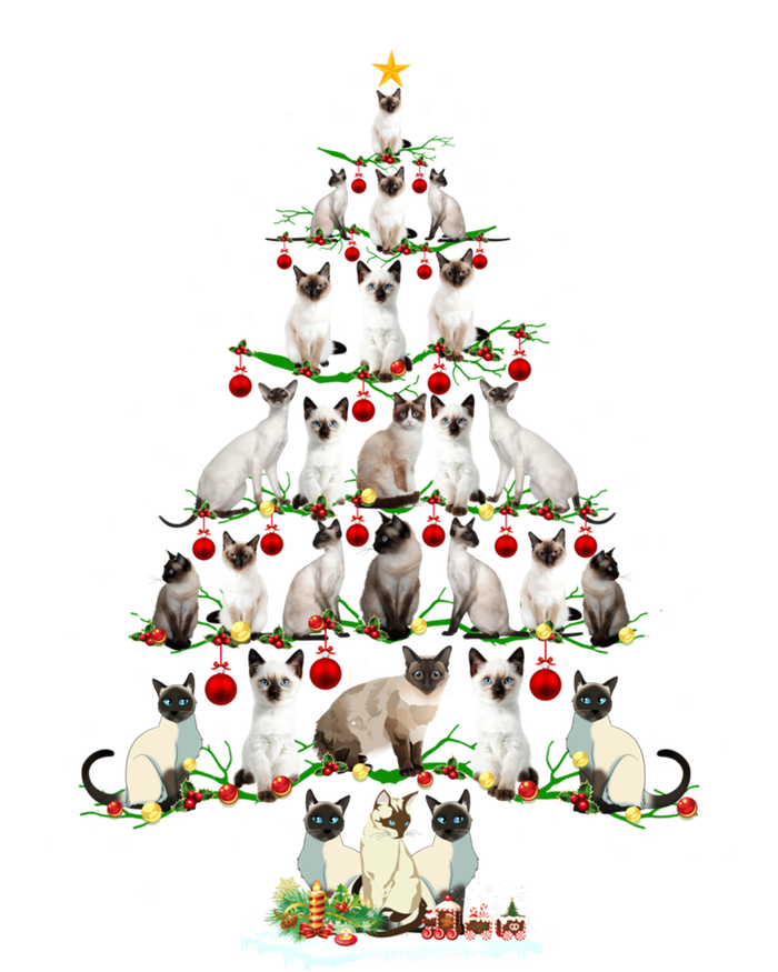 Cute Siamese Cats Tree Merry Christmas Cat Lover Gift T-Shirt