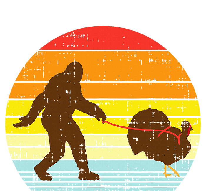 Bigfoot Sasquatch Turkey Sunset Retro Thanksgiving Day Gift T-Shirt