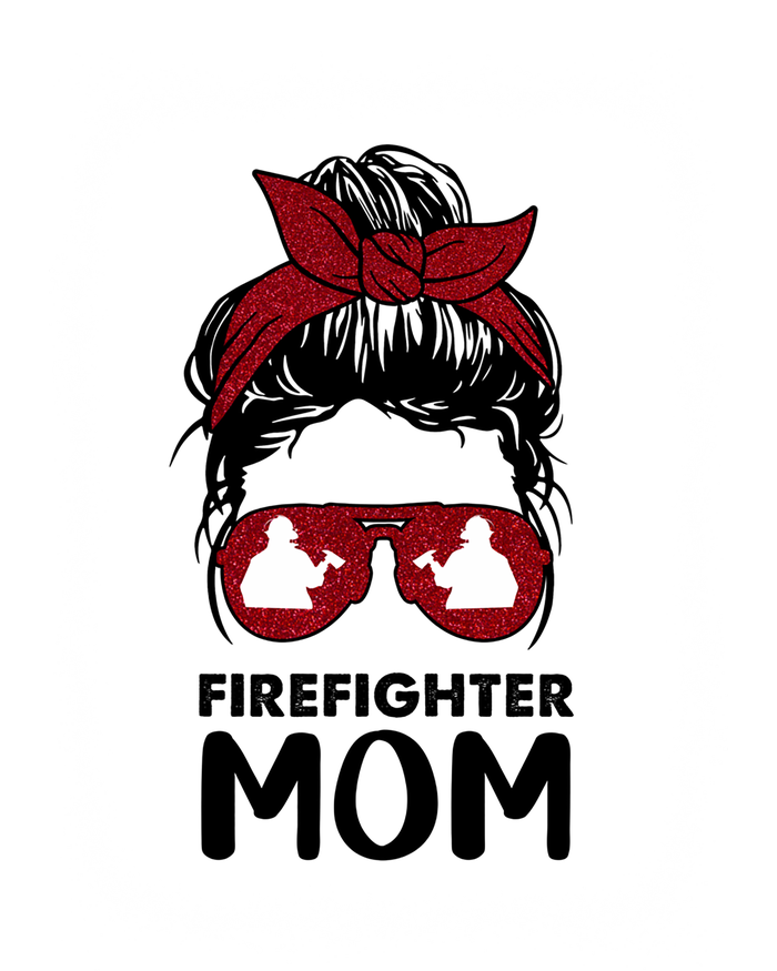 Firefighter Mom Mama Bleached Messy Bun Us Fire Son Funny Funny Gift T-Shirt