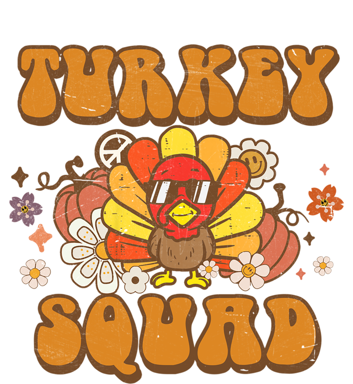 Groovy Thankful Turkey Squad Gift Thanksgiving Cute Turkey Gift T-Shirt