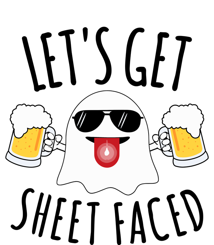 LetS Get Sheet Faced Funny Ghost Halloween Beer Drinking T-Shirt