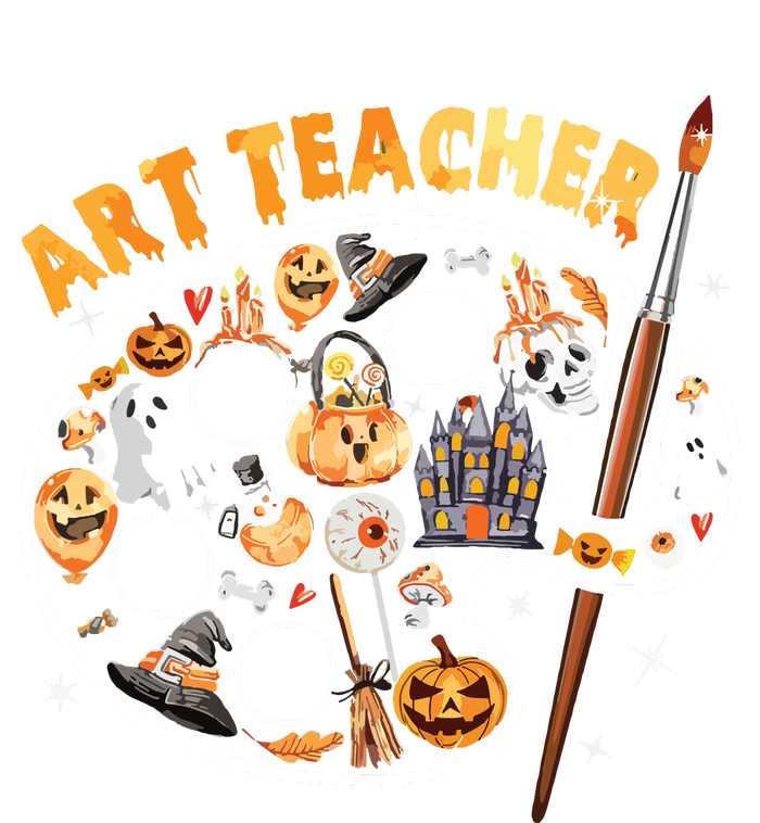 Art Teacher Spooky Pumpkin Halloween Women's Knotted Racerback Tank