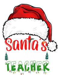 SantaS Favorite Teacher Funny Christmas Teacher Gift Stripe Pom Pom Beanie