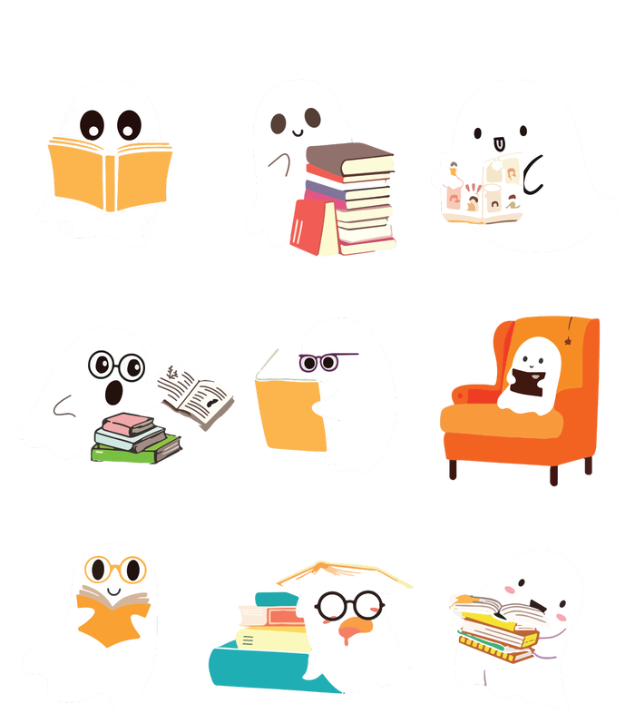 Ghost Reading Book Cute Teacher Halloween Ghost Book Lover Full Zip Hoodie