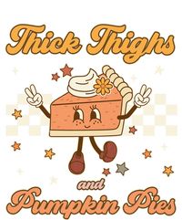 Thick Thighs And Pumpkin Pies Funny Retro Groovy Thanksgiving Gift Short Acrylic Beanie