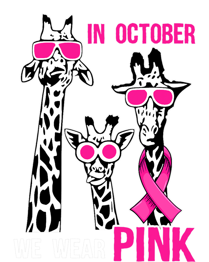 In October We Wear Pink Giraffe Ribbon Breast Cancer Warrior PosiCharge RacerMesh Polo