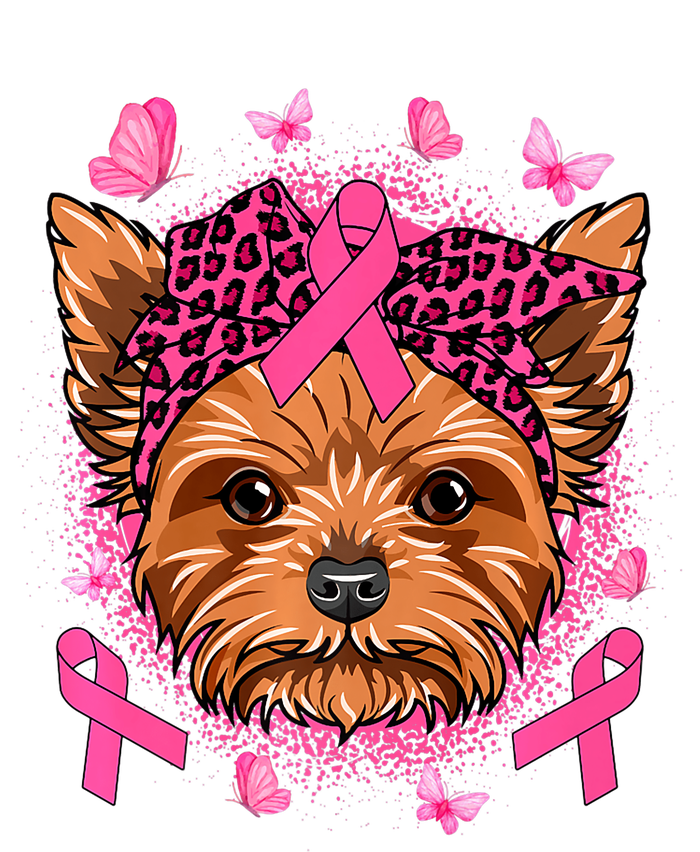 Yorkie Dog & Pink Ribbon Breast Cancer Awareness Girls Women's T-Shirt