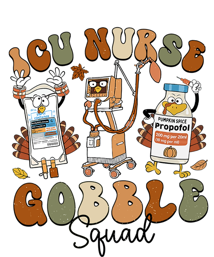 Retro Thanksgiving Icu Nurse Gobble Squad Turkey Autumn Rn Gift T-Shirt