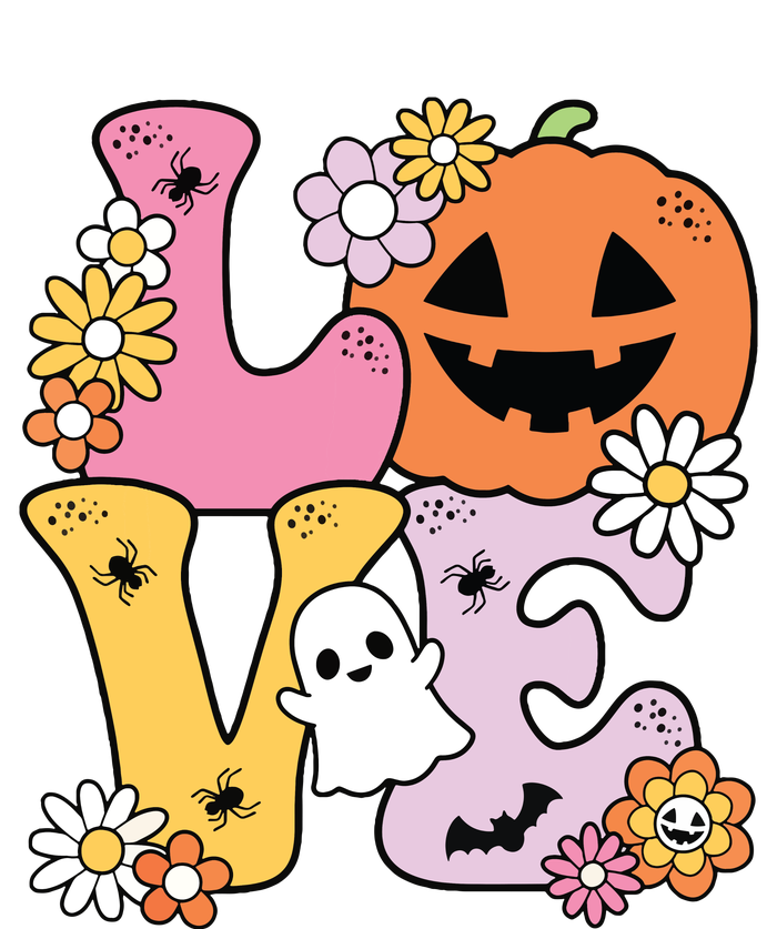 Groovy Love Halloween Floral Pumpkin Ghost Retro Adult ChromaSoft Performance T-Shirt