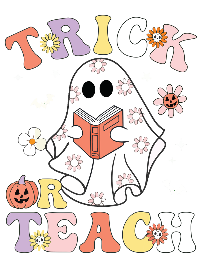 Groovy Teacher Halloween Trick Or Teach Retro Floral Ghost Kids Hoodie