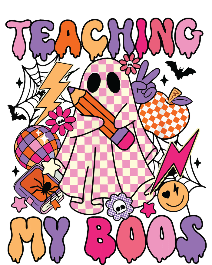 Groovy Teaching My Boos Disco Ball Ghost Halloween Teacher Men's Origin Performance Pique Polo