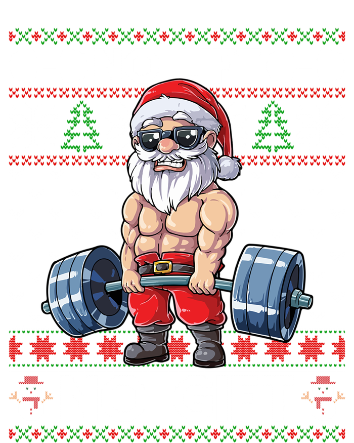 Funny Muscle Santa Lifting Christmas Ugly Christmas Sweater Gift Ladies Long Sleeve Shirt