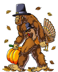 Bigfoot Pilgrim Turkey Pumpkin Thanksgiving Day T-Shirt