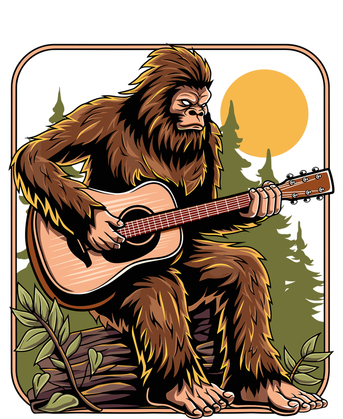 Retro Bigfoot Sasquatch Playing Acoustic Guitar Guitarist 16 in Basic Backpack